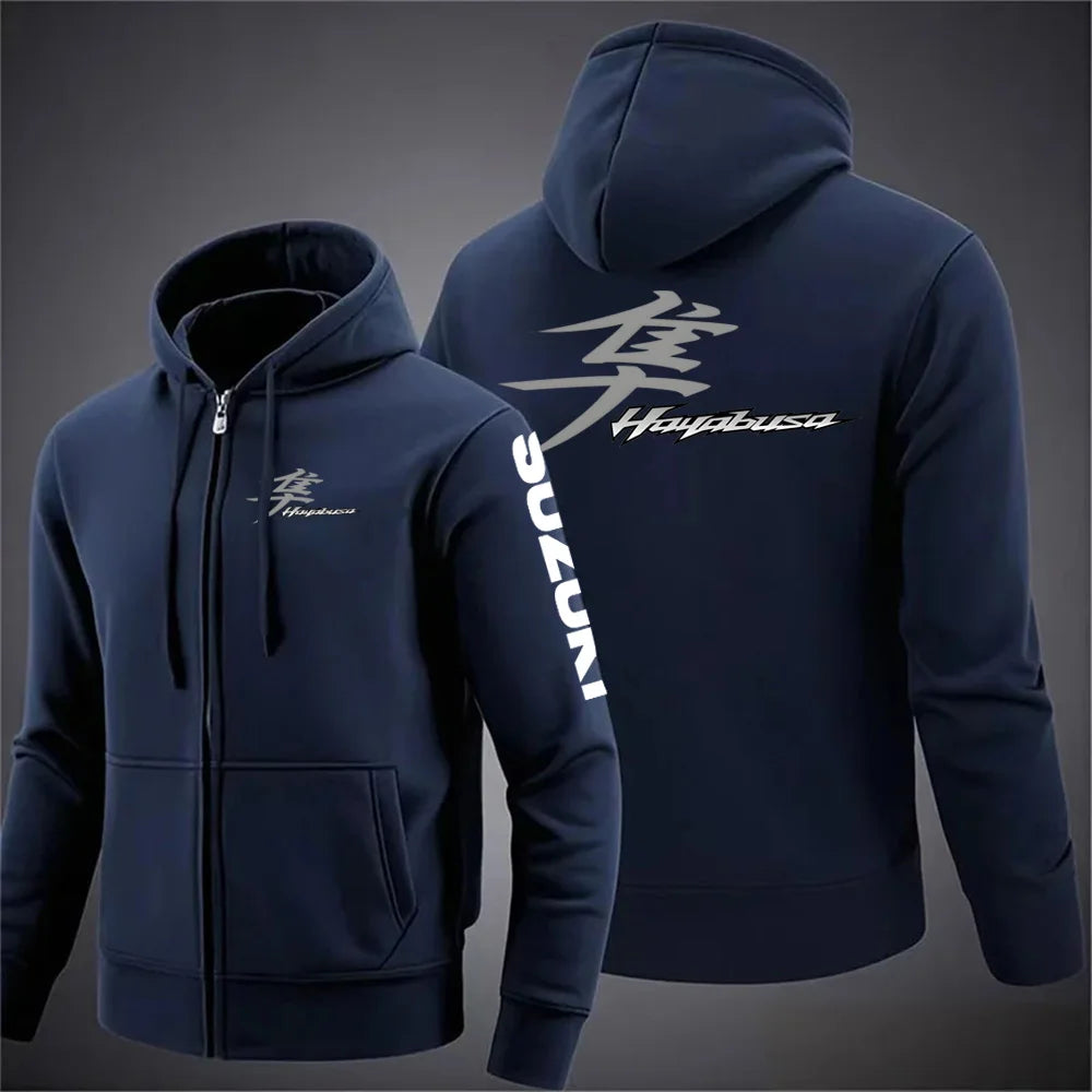 2025 Spring and Autumn Suzuki Hayabusa Logo Super Motorcycle Sweatshirt Jacket Work Commuter Men's Hoodie Zipper Hoodie
