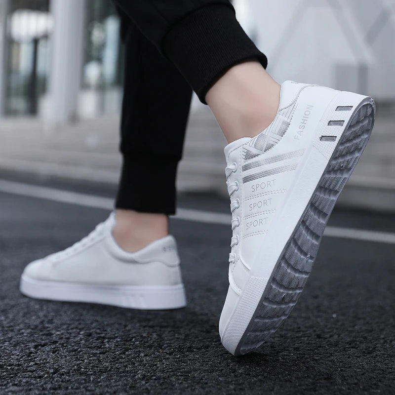 Men's Low-Top Skateboarding Sneakers - Breathable Synthetic Upper, Durable Pvc Sole, Round Toe Design, Suitable for Casual and Formal Wear Skateboard Shoes, Casual Shoes, Stylish Lace-Up Design, Equipped with Comfortable Fabric Insoles.