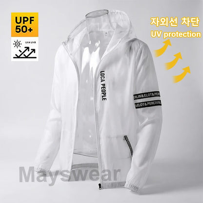 UPF50+ Summer Sun Protection Clothing Men's Casual Waterproof Quick-drying Bicycle Hooded Jacket Hiking Thin Skin Windbreaker