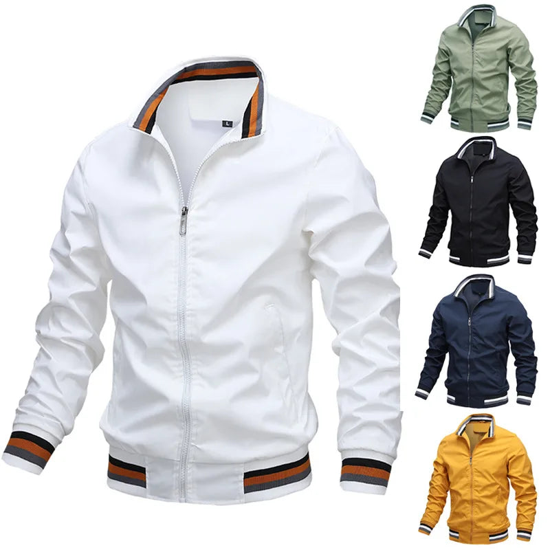 2026 New Spring/Autumn Green Sports and Leisure Jacket for Men,Yellow/Deep Blue Stand Up Collar Men's Casual Jackets, Large Size