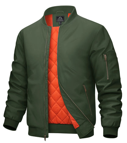 MAGCOMSEN Men's Aviator Jackets Thick Warm Orange Lining Bomber Jackets Fall Winter Casual Windproof Coats
