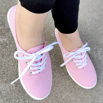 2026 Lace-Up Shoes Woman Large Size 42 Canvas Casual  Off White Shoes Breathable Wear Resistant Slip Platform Vulcanize Shoes