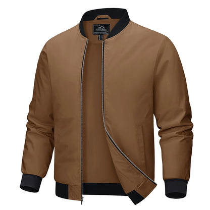 MAGCOMSEN Men‘s Aviator Jacket Casual Bomber Jackets Waterproof Full Zip Lightweight Coats Spring Autumn Windbreaker