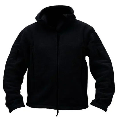 Winter Fleece Jacket Men's Military Tactical Jacket Solid Warm Fleece Coats with Hat Outdoor Sports Combat Hiking Polar Jacket