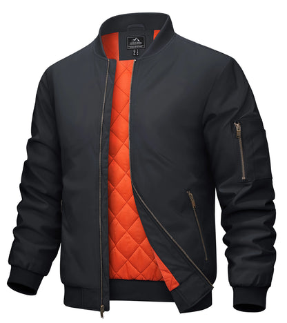 MAGCOMSEN Men's Aviator Jackets Thick Warm Orange Lining Bomber Jackets Fall Winter Casual Windproof Coats