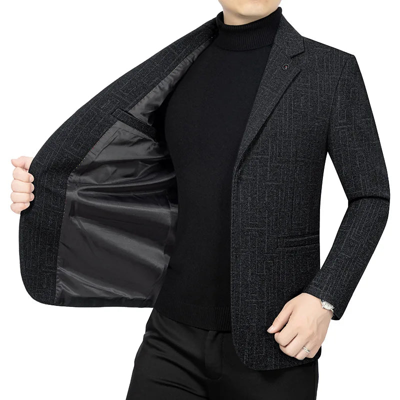 2026 Spring/Summer New Collection of High-end Business Casual Men's Suit for Middle-aged Men Dad's Wear Unwashed Single Jacket