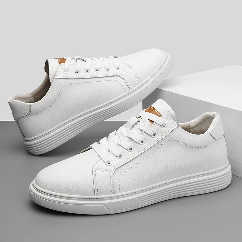 Men's Oxford Leather Casual Shoes Lace-up Non-slip Lightweight Sneakers for Business Anti-skid Sole Mens Dress-Casual Footwear