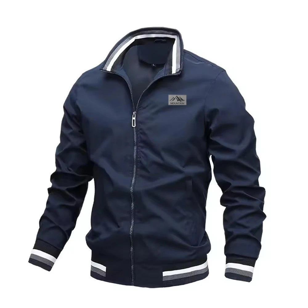 Spring and autumn men's stand-up collar casual jacket for outdoor activities men's windproof cycling, fishing, hiking stretchy c