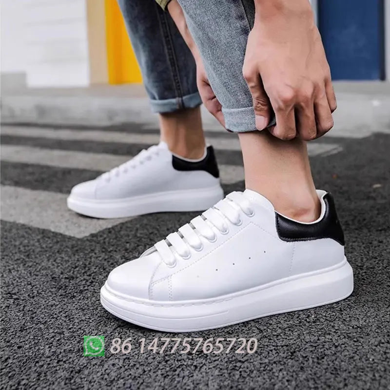Unisex platform women sneakers for men spring and autumn—versatile fashion, casual white shoes designer a hidden wedge heel.