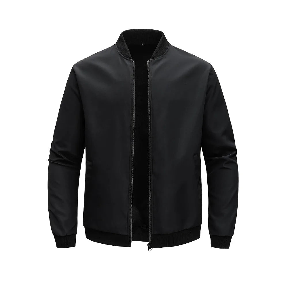 2024 Spring and Autumn New Baseball Collar Short Loose Solid Color Jacket Men's Business Casual Thin Coat Trend