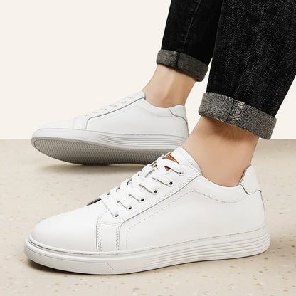 Men's Oxford Leather Casual Shoes Lace-up Non-slip Lightweight Sneakers for Business Anti-skid Sole Mens Dress-Casual Footwear