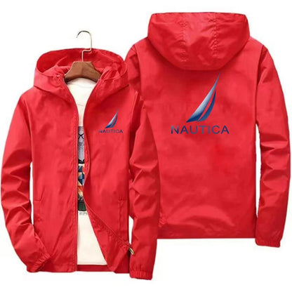 Spring and Autumn Men's Casual Long-sleeved Hooded Jackets, Hiking Raincoats, Outdoor Waterproof Fishing Windbreakers