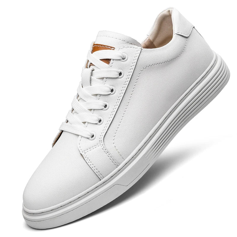 Men's Oxford Leather Casual Shoes Lace-up Non-slip Lightweight Sneakers for Business Anti-skid Sole Mens Dress-Casual Footwear
