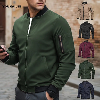 Lightweight Men's Baseball Jacket Spring Thin Bomber Collar Vintage Streetwear Male Coats Casual Summer European Size Retro 2026