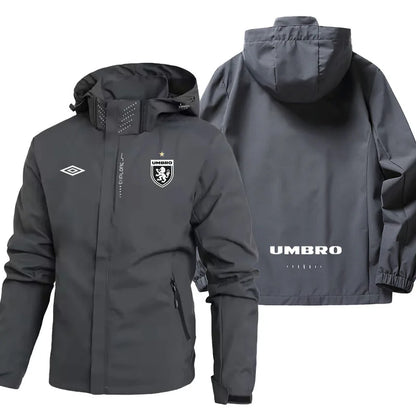 UMBRO LOGO Sporty Windbreaker Men's Spring-Autumn Windproof And Water-Resistant Hooded Jacket For Running, Outdoor Training Coat