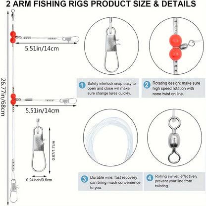 18PCS Fishing Leaders,Saltwater Tackle Rig with Swivels Snap, High-Strength Fishing Wire Gear Equipment for Lures Bait