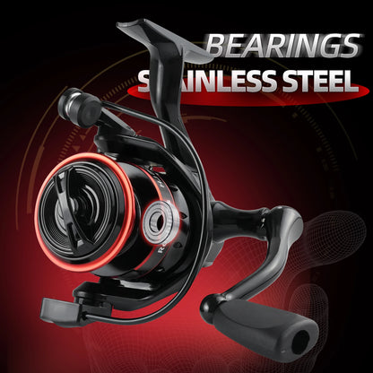 ROOBLINOS HJ1000-7000 Series  Lure Spinning Reels, Metal Spool, 5.2:1 Gear Ratio, 12KG Max Drag Power, Foldable Handle