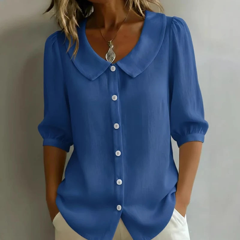 Summer Loose Shirt Women Button Tops Casual Cotton Linen Blouse Shirt Blusa Casual Short Sleeve Shirts For Women Thin Cardigan