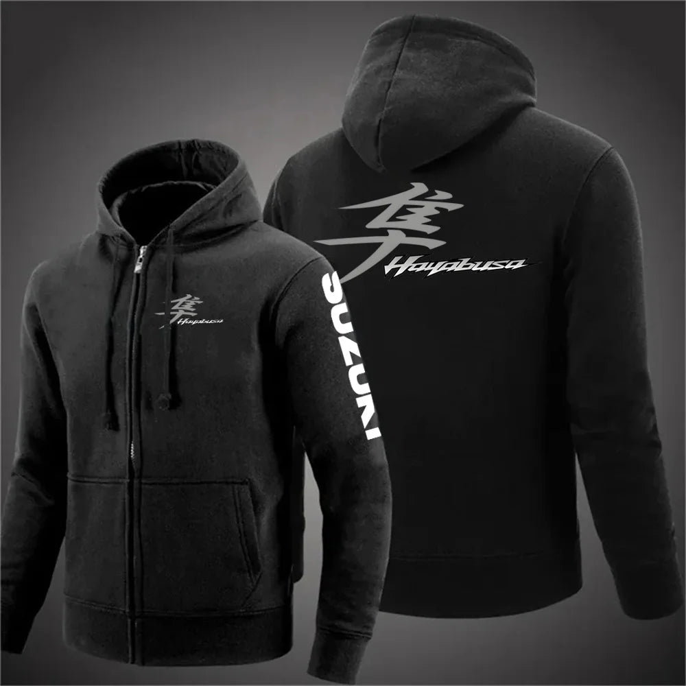 2025 Spring and Autumn Suzuki Hayabusa Logo Super Motorcycle Sweatshirt Jacket Work Commuter Men's Hoodie Zipper Hoodie