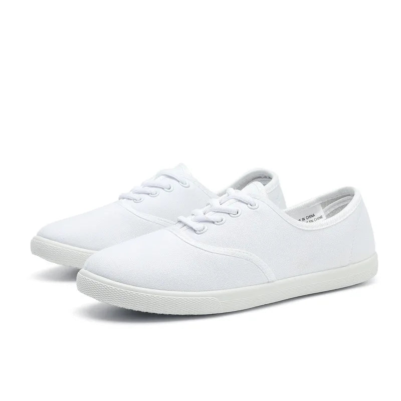 2026 Lace-Up Shoes Woman Large Size 42 Canvas Casual  Off White Shoes Breathable Wear Resistant Slip Platform Vulcanize Shoes