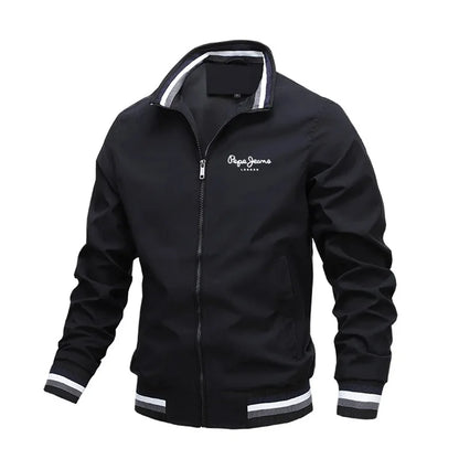 2026 Autumn and Winter Men's Stand Collar Casual Zipper Jacket Outdoor Sports Coat Windbreaker Jacket for Men Waterproof Bomber