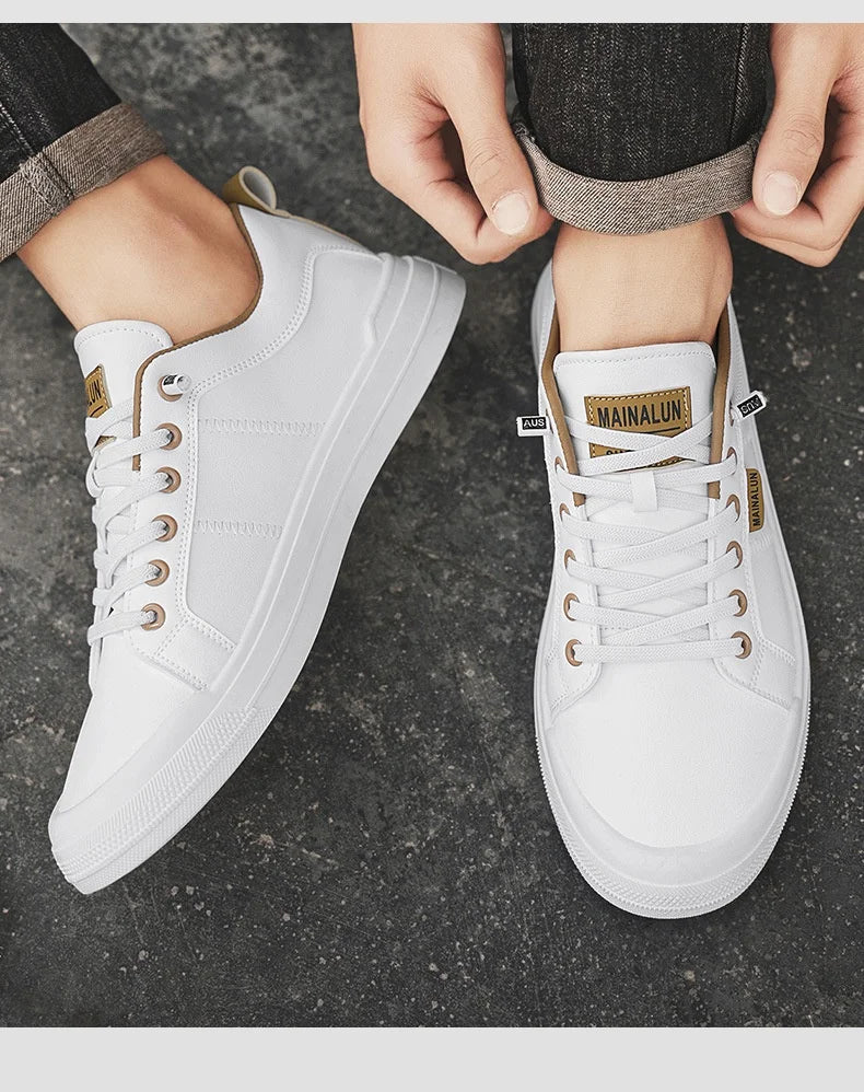 2026 New Arrival Plus Size Men's Leather Casual Shoes All-season Fashion Non-slip Soft Sole Sneakers