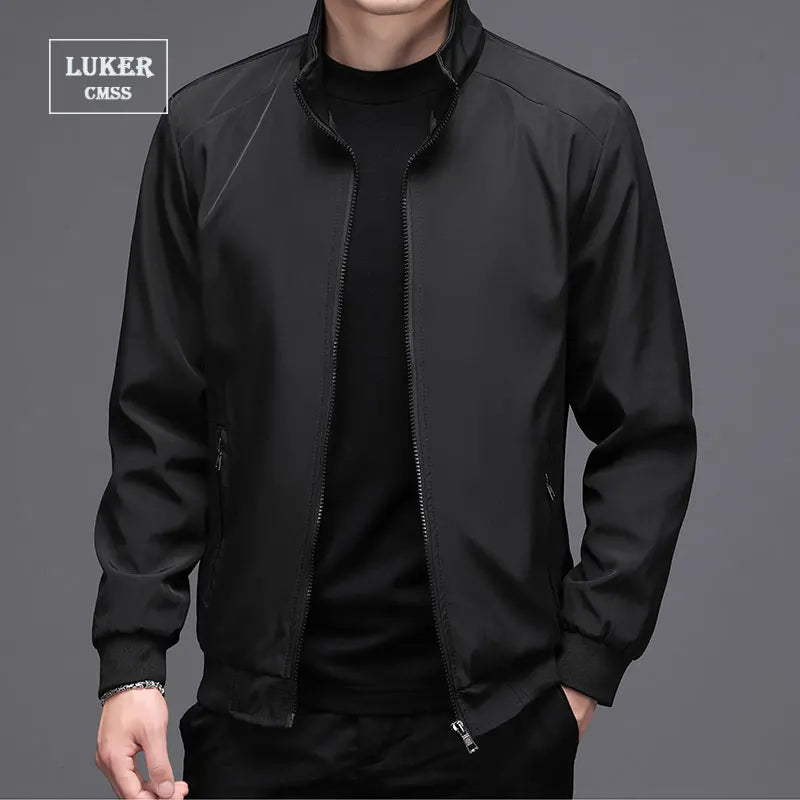 LUKER CMSS Spring Summer Men Business Jackets solid Mens Thin Jackets Coats Casual Men's Outerwear Male Coat Bomber Jacket
