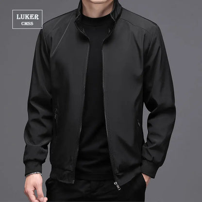 LUKER CMSS Spring Summer Men Business Jackets solid Mens Thin Jackets Coats Casual Men's Outerwear Male Coat Bomber Jacket
