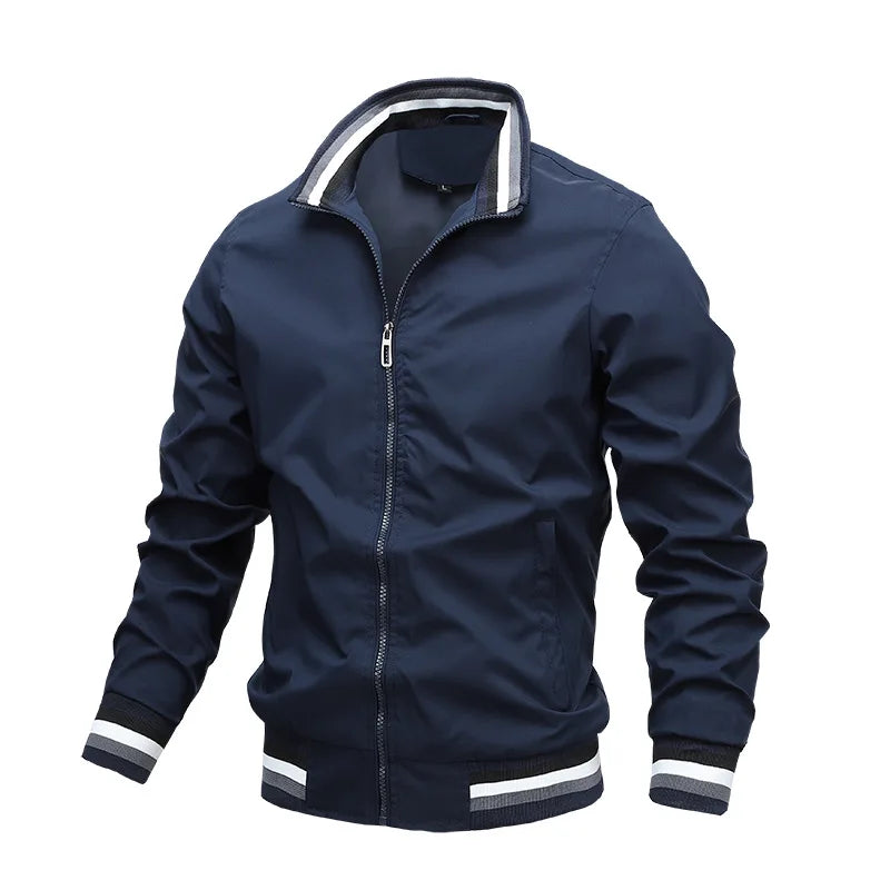 2026 New Spring/Autumn Green Sports and Leisure Jacket for Men,Yellow/Deep Blue Stand Up Collar Men's Casual Jackets, Large Size