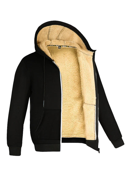 Winter Warm Thicken Coats Lambswool Men Jackets Casual Sports Fleece Coat Hooded Black Navy Blue