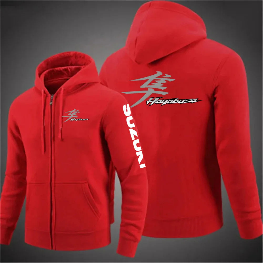 2025 Spring and Autumn Suzuki Hayabusa Logo Super Motorcycle Sweatshirt Jacket Work Commuter Men's Hoodie Zipper Hoodie