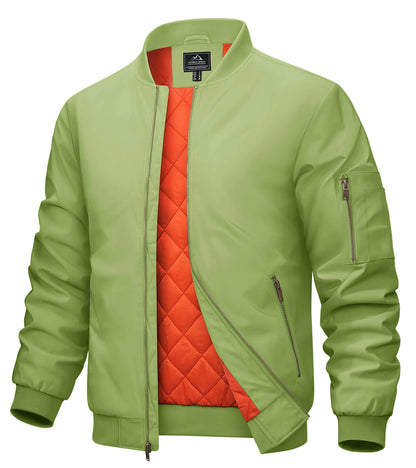 MAGCOMSEN Men's Aviator Jackets Thick Warm Orange Lining Bomber Jackets Fall Winter Casual Windproof Coats