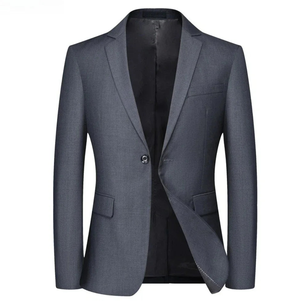 Men Formal Blazers Suit Jackets Stretch Fabric Office Ready Wedding Slim Fit Thin 2025 Men's Casual Sports High Quality