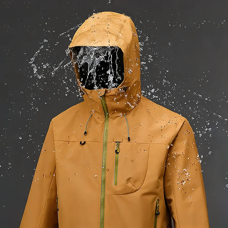 Men's Sport Hooded Jacket Waterproof Windbreaker Outdoor Unisex Hiking Climbing Trekking Multiple Pocket Softshell Hooded Jacket