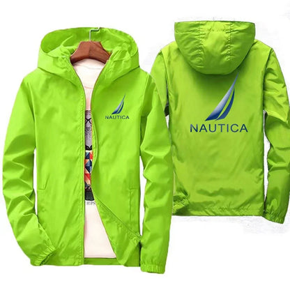 Spring and Autumn Men's Casual Long-sleeved Hooded Jackets, Hiking Raincoats, Outdoor Waterproof Fishing Windbreakers