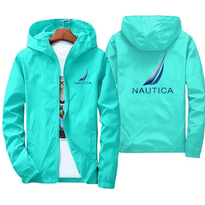 Spring and Autumn Men's Casual Long-sleeved Hooded Jackets, Hiking Raincoats, Outdoor Waterproof Fishing Windbreakers