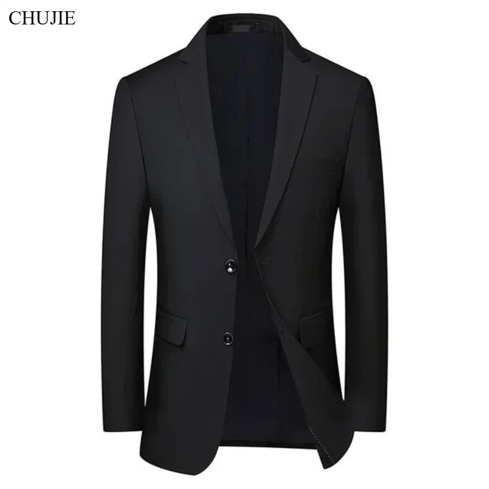 Men Formal Blazers Suit Jackets Stretch Fabric Office Ready Wedding Slim Fit Thin 2025 Men's Casual Sports High Quality
