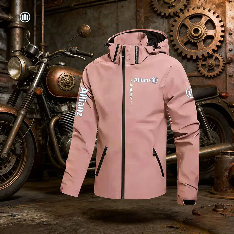 2026 Allianz Logo Men's Outdoor Casual Waterproof Raincoat - Lightweight Cycling Jacket - Hooded Street-Style Hiking Windproof J