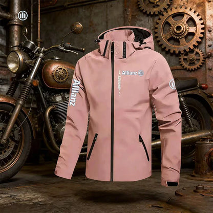 2026 Allianz Logo Men's Outdoor Casual Waterproof Raincoat - Lightweight Cycling Jacket - Hooded Street-Style Hiking Windproof J
