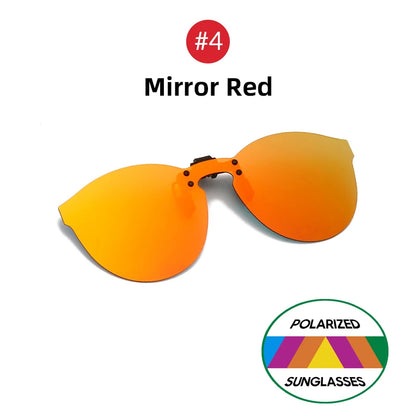 Flip Up Clip on Sunglasses Polarized Fishing Men Grey Color Change Lens Driving UV400 Big Aviation Rimless Night Vision Shades
