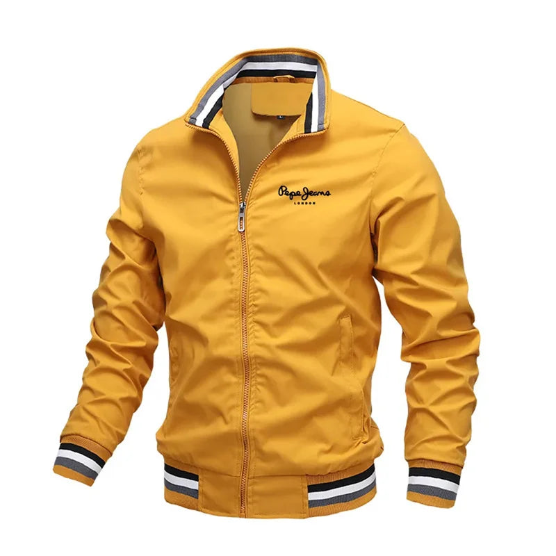 2026 Autumn and Winter Men's Stand Collar Casual Zipper Jacket Outdoor Sports Coat Windbreaker Jacket for Men Waterproof Bomber