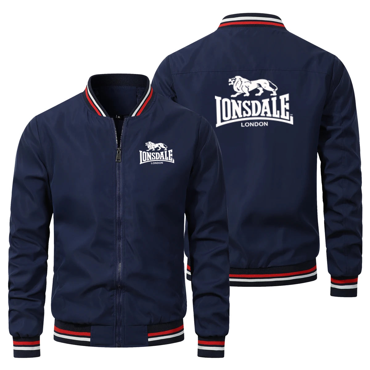 Men's zipper and V-neck casual baseball jacket, outdoor hiking jacket sports jacket, men's windproof jacket, LONSDALE autumn and