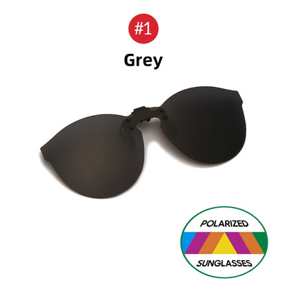 Flip Up Clip on Sunglasses Polarized Fishing Men Grey Color Change Lens Driving UV400 Big Aviation Rimless Night Vision Shades
