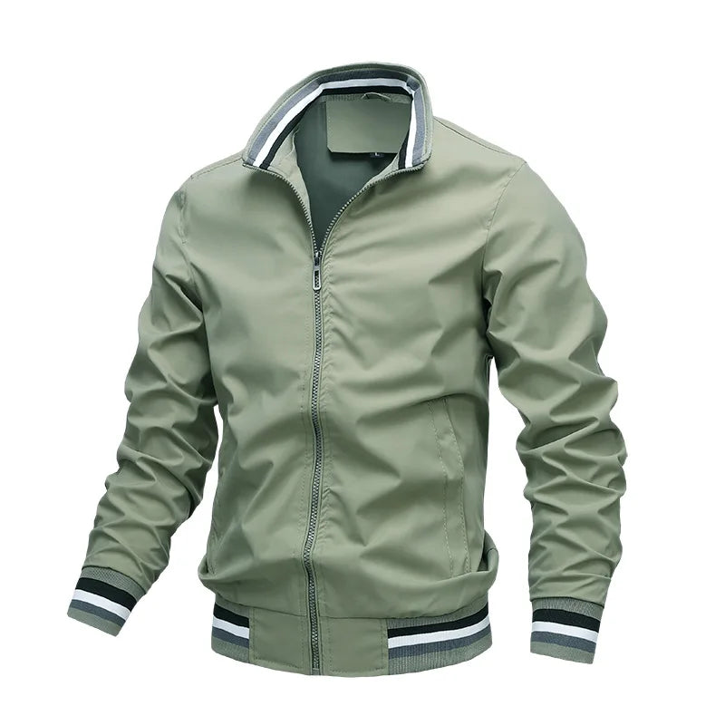2026 New Spring/Autumn Green Sports and Leisure Jacket for Men,Yellow/Deep Blue Stand Up Collar Men's Casual Jackets, Large Size