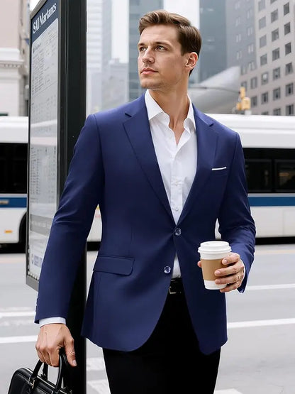 Men Formal Blazers Suit Jackets Stretch Fabric Office Ready Wedding Slim Fit Thin 2025 Men's Casual Sports High Quality