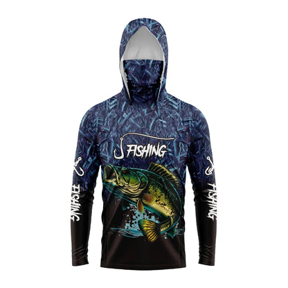 MALFC Men Hood Fishing Shirt long sleeve fishing t shirt uv protection Fishing Apparel
