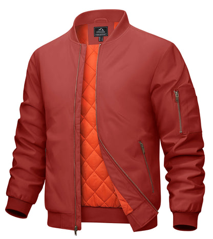 MAGCOMSEN Men's Aviator Jackets Thick Warm Orange Lining Bomber Jackets Fall Winter Casual Windproof Coats