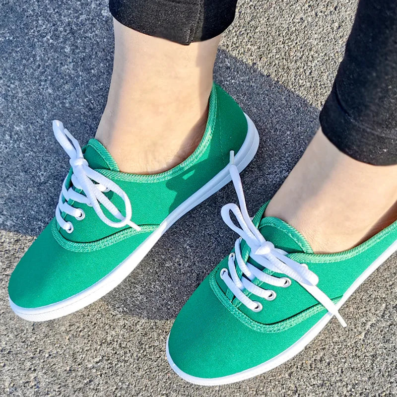 2026 Lace-Up Shoes Woman Large Size 42 Canvas Casual  Off White Shoes Breathable Wear Resistant Slip Platform Vulcanize Shoes