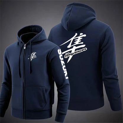 2025 Spring and Autumn Suzuki Hayabusa Logo Super Motorcycle Sweatshirt Jacket Work Commuter Men's Hoodie Zipper Hoodie