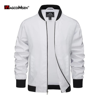 MAGCOMSEN Men‘s Aviator Jacket Casual Bomber Jackets Waterproof Full Zip Lightweight Coats Spring Autumn Windbreaker